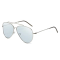 Classic silver metal aviator sunglasses with light blue transparent lenses and double bridge - Regular / Silver Frame Silver Mirror Lens