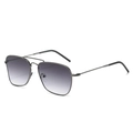 Square aviator sunglasses with dark grey metal frame and gradient lenses on white backdrop - Gunmetal Frame Gradient Grey Lens