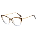 Occhiali cat-eye con montatura sfumata blu e sottili stanghette in metallo dorato su bianco - Sopra Tè Sotto Blu