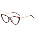 Occhiali anti-luce blu cat-eye con montatura TR tartarugata e aste in oro rosa - Montatura Leopardata