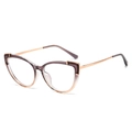 Monture de lunettes œil-de-chat dégradé violet avec fines branches en métal rose doré - Standard (incl. 13 % TVA) Monture dégradé gris et marron / Film Blanc (anti-lumière Bleue)