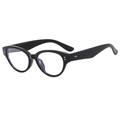 Classic black cat-eye sunglasses with metal rivets on a high-quality lightweight frame - Black Frame Clear Lens