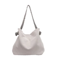 Elegante borsa tote in velluto a coste bianco panna con tracolle e nodi a righe bianche e nere - Grigio Beige