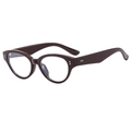 Fashionable dark brown cat-eye glasses frame with silver rivet details and glossy finish - Regular / Shimmer Brown Frame with Clear Lenses (Incl. 13% Tax)