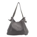 Borsa tote in velluto a coste grigio con tracolla a righe stile casual - grigio scuro