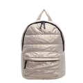 Lightweight champagne gold quilted puffer backpack with metallic finish and zipper pockets - Khaki