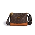 Donkerbruine monogram crossbodytas met oranje leer en ontwerp met drievoudige rits - Bruin Monogram