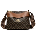 Bolso bandolera de cuero marrón con tres cremalleras y detalle de logotipo canguro - Marrón