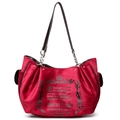 Rote Samt-Tragetasche im Retro-Stil mit Kronen-Print und silberner Kette - Rot