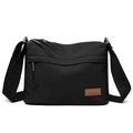 Waterdichte zwarte nylon crossbodytas met meerdere ritssluitingen en verstelbare riem - Zwart