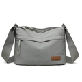 Grijze nylon crossbodytas met meerdere ritsvakken en verstelbare brede schouderband - Grijs