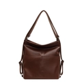 Versatile dark brown leather bag with multi-functional straps and dual front pockets - Brown