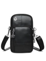 Minimalistische zwarte crossbody telefoontas met bloemenhanger en verstelbare schouderriem - Zwart