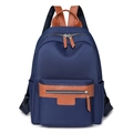Zaino da viaggio in nylon blu navy con dettagli in pelle marrone e grande capacità - Blu