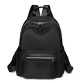 Zaino minimalista in nylon nero impermeabile con grande capacità e cerniere in metallo - Nero