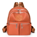 Levendige oranje nylon rugzak met meerdere vakken en hart-logo in reliëf - Oranje