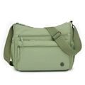 Light green lightweight nylon crossbody bag with multiple zip pockets and adjustable strap - Fruit Green