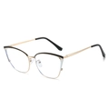 Gafas de ojo de gato con montura de metal dorado y detalles en blanco y negro - Negro Blanco Dorado