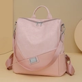 Mochila rosa de mujer con diseño de retazos geométricos y correa de hombro extraíble - Rosa