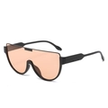 Moderne Oversize-Schild-Sonnenbrille mit schwarzem Rahmen und orangefarbenen Gläsern - Schwarzer Rahmen Helltee Linsen