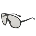Gafas de sol negras de pantalla de gran tamaño con modernas patillas onduladas flúidas - Régulier / Marco Negro Lentes Gris Claro
