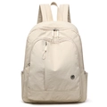 Zaino leggero in tessuto oxford beige crema con tasca frontale e logo M in metallo - Bianco Sporco