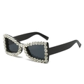 Funkelnde Schmetterlings-Sonnenbrille mit schwarzem Strassrahmen und dunklen Gläsern - Schwarzer Rahmen Graue Gläser