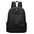 Zaino nero leggero in tessuto Oxford con grande capacità e tasche multiple - Nero