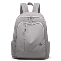 Zaino grigio minimalista in tessuto Oxford con tasche multiple e logo metallico - grigio scuro