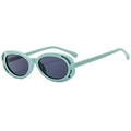 Retro mint green oval sunglasses with cut-out frame design and dark lenses - Regular / Green Frame Grey Lens