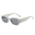 Retro square beige sunglasses with gray lenses in a stylish thick plastic frame for women - Regular / Ivory White Frame Gray Lens