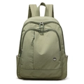 Lightweight sage green oxford backpack with multiple zipper pockets and adjustable straps - Green