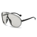 Occhiali da sole aviator oversize di lusso con montatura nera e strass scintillanti - Montatura Nera Lenti Grigio Chiaro