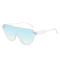 Übergroße Sonnenbrille mit blauem Farbverlauf und transparentem Gestell - Transparenter Rahmen Doppelblaue Gläser