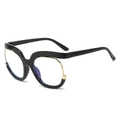 Montatura per occhiali cat-eye a mezza montatura nera e oro con lenti anti-luce blu - Montatura nero lucido
