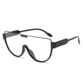 Oversized black shield sunglasses with transparent lenses and a futuristic wide frame - Regular / Standard Black Frame Clear Lenses