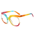 Occhiali alla moda semi-montatura arcobaleno anti-luce blu con lenti grandi chiare - Montatura Arcobaleno