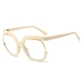 Lunettes œil de chat demi-cerclées crème et or avec verres anti-lumière bleue - Cadre Beige