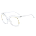 Monture de lunettes transparente oversize pour femme avec accents élégants en métal doré - Monture Transparente