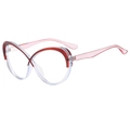 Cat eye glasses in transparent PC frame with red glossy top and light pink temples - Tea Pink