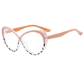 Cat eye blue light blocking glasses with orange and leopard print butterfly frames - Khaki Tortoise Color