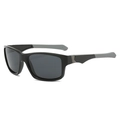Lunettes de soleil de sport polarisées avec monture noire et branches antidérapantes - Standard / Monture noir brillant Verre gris Branche grise