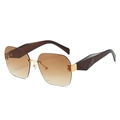 Frameless square sunglasses featuring brown gradient lenses and geometric temples - Gradient Tea