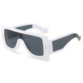 Futuristic white square sunglasses with bold frames and gray lenses for high-end fashion - White Frame Gray Lens