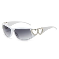 Y2K fashion sunglasses with white frames and metallic heart detail on the temple - Regular / White Frame with Double Grey Lenses (Incl. 13% VAT)