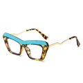 Montatura occhiali cat-eye anti luce blu con motivo tartarugato e dettagli blu - Montatura Leopardo Verde (C4)