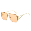 Lunettes de soleil aviateur demi-cerclées avec verres orange et monture dorée chic - Monture Dorée Verres Champagne