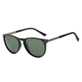 Occhiali da sole polarizzati retrò cat-eye con lenti verde scuro e aste in metallo canna di fucile - Montatura Nero Lucido Lente Verde Scuro