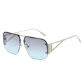 Lunettes aviateur tendance avec monture argentée demi-cerclée et verres dégradés bleus - Monture Argent Verres Bleu Gris