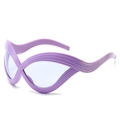Occhiali da sole futuristici cat-eye lavanda con trama ondulata e montatura oversize - Montatura Viola / Lenti Viola
